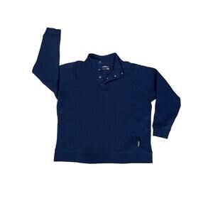 Eddie Bauer Sweater Adult XL Blue Quilted 1/4 Button Long Sleeve Pullover-Casual